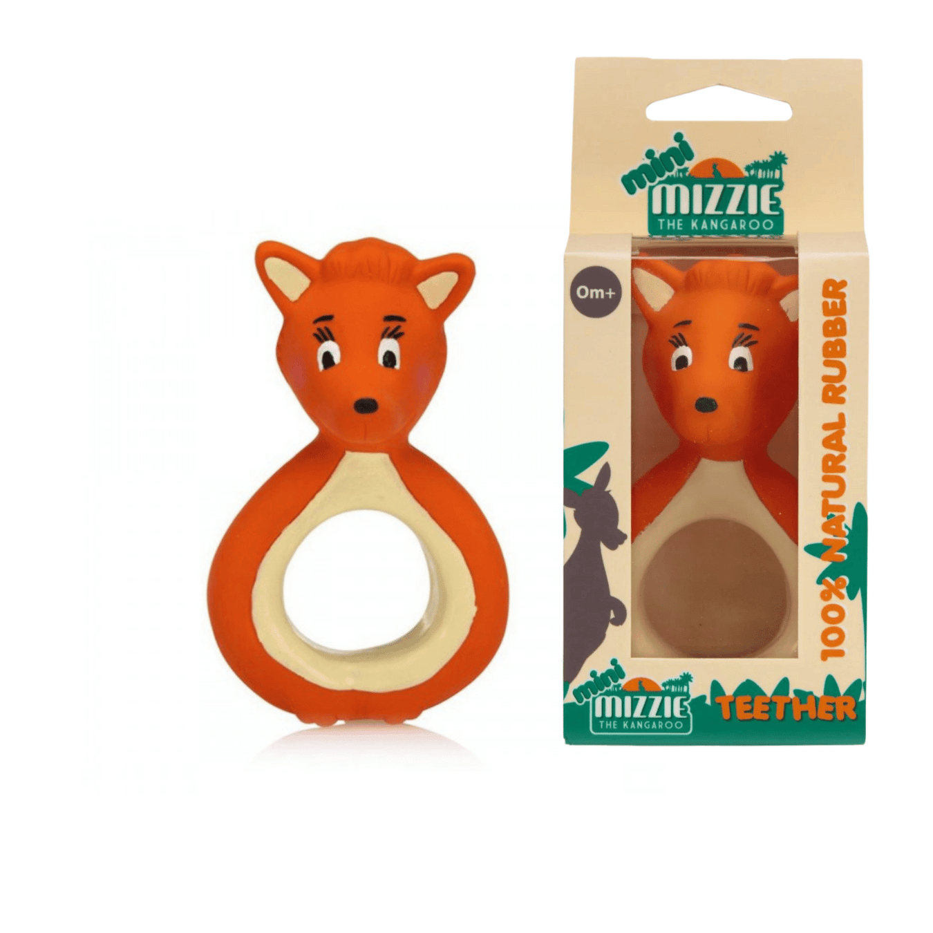 mini Mizzie 100 Natural Rubber baby Teether The Teething Co