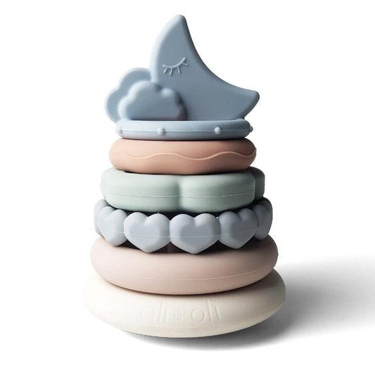 Ali + Oli - Soft Silicone Stacking Ring Tower (6-pc) - The Teething Co