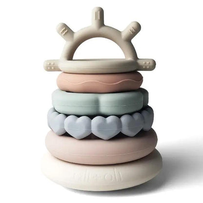 Ali + Oli - Soft Silicone Stacking Ring Tower (6-pc) - The Teething Co