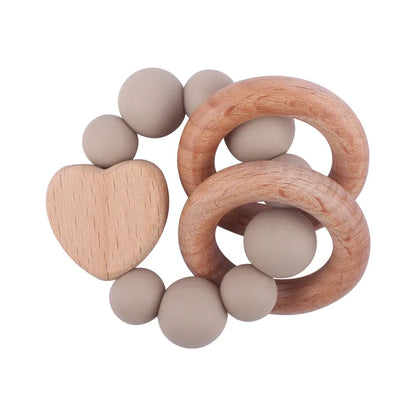 Personalised Silicone and beech wood teething ring