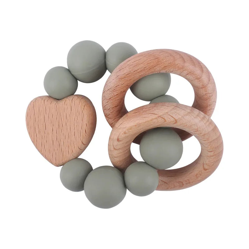 Personalised Silicone and beech wood teething ring