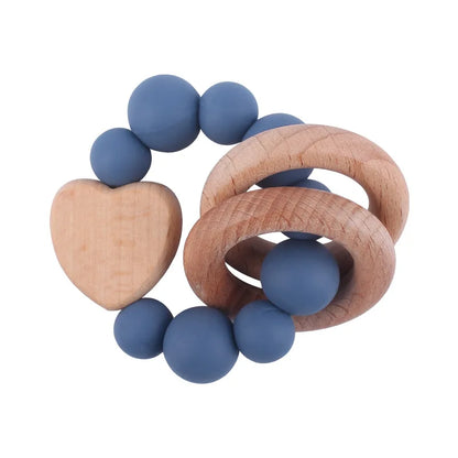 Personalised Silicone and beech wood teething ring