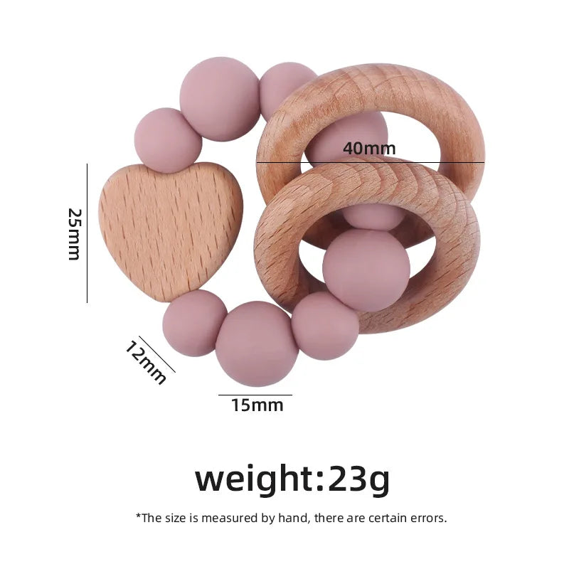 Personalised Silicone and beech wood teething ring