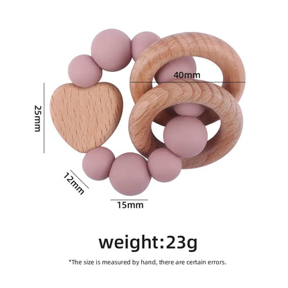 Personalised Silicone and beech wood teething ring